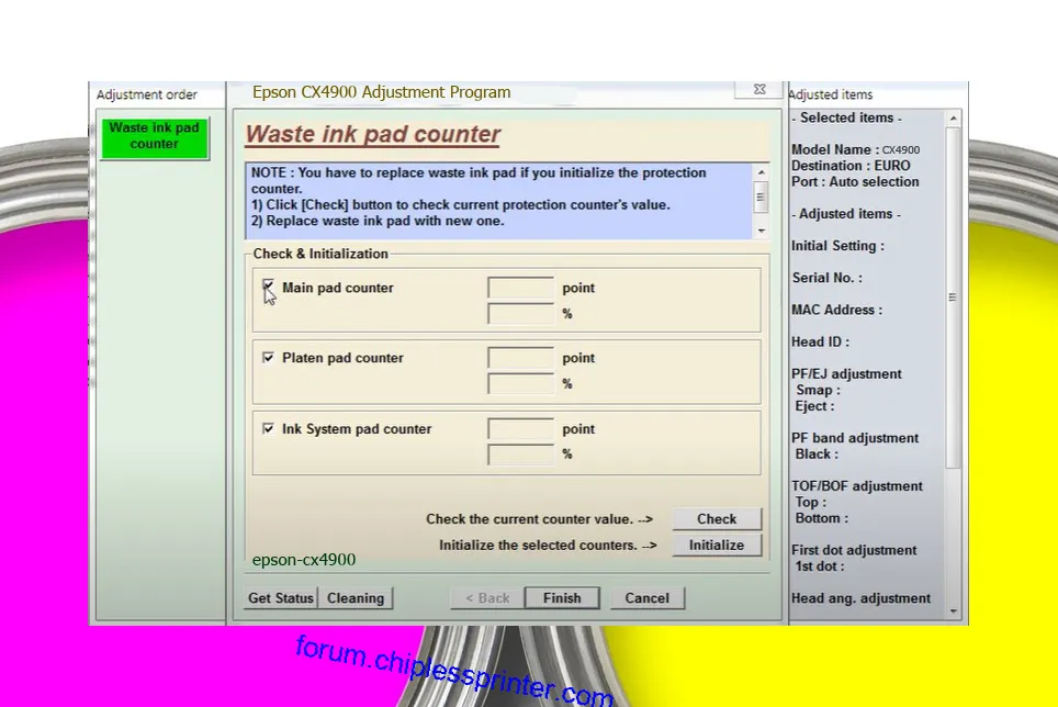 reset máy in CX4900