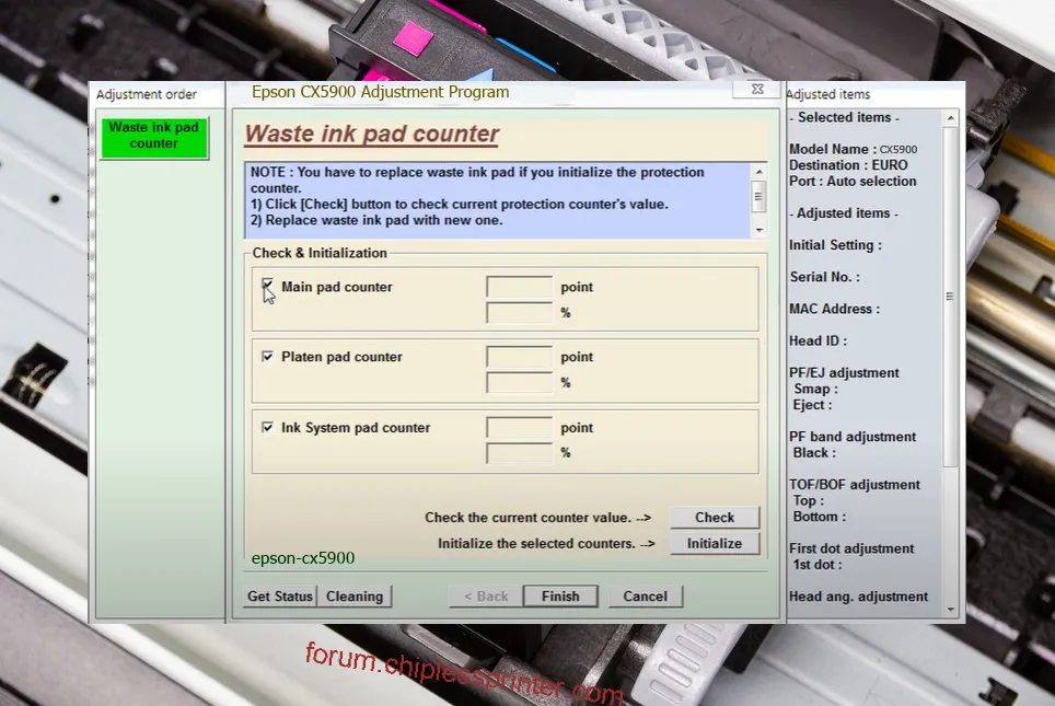 reset máy in CX5900