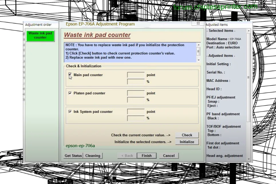 reset máy in EP-706A