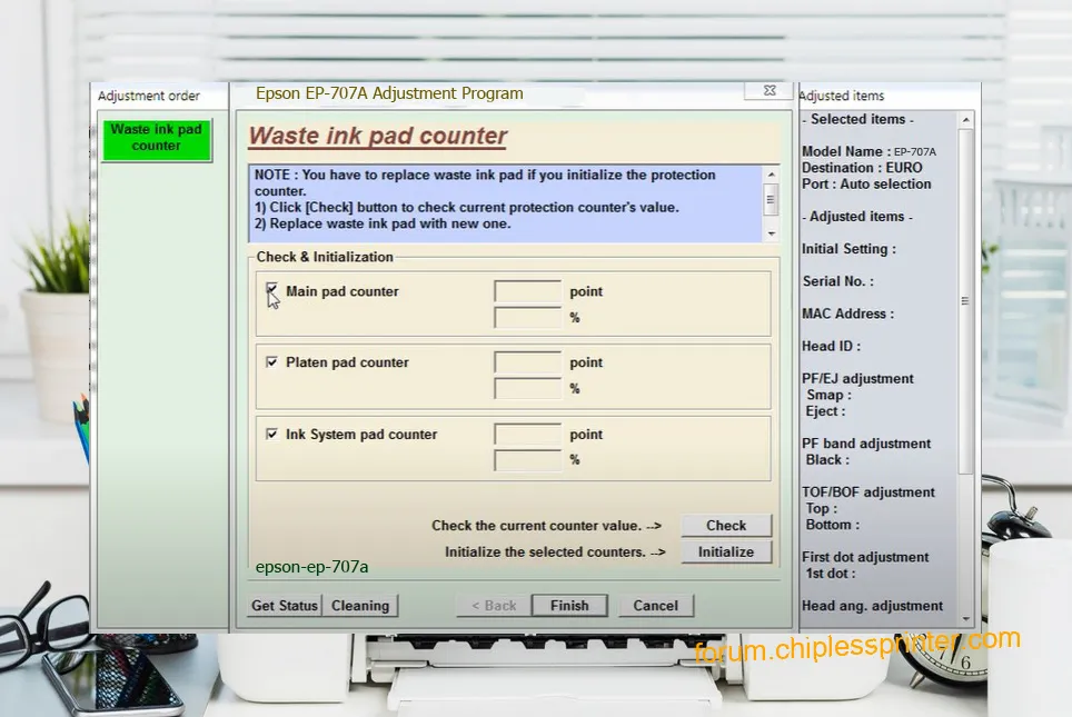 reset máy in EP-707A