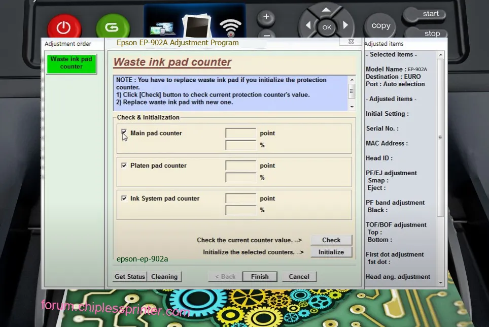 reset máy in EP-902A