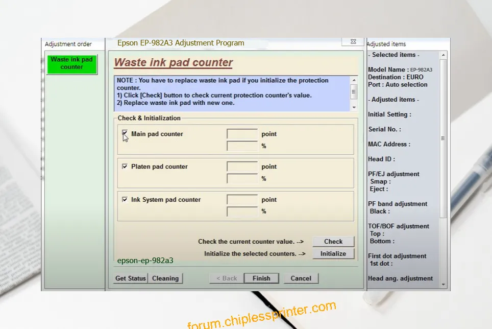 reset máy in EP-982A3