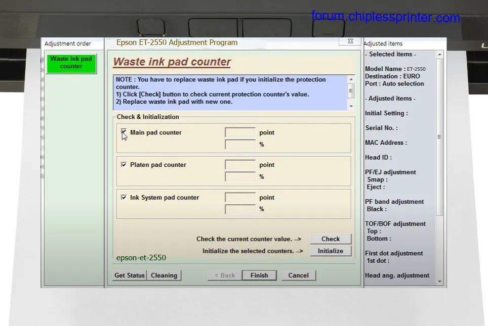 reset máy in ET-2550