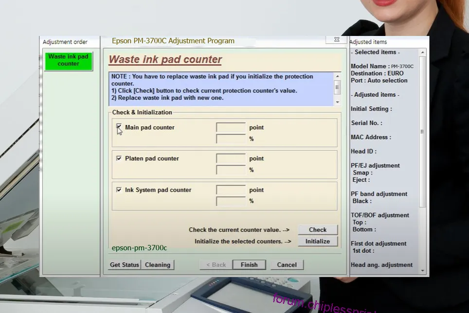 reset máy in PM-3700C