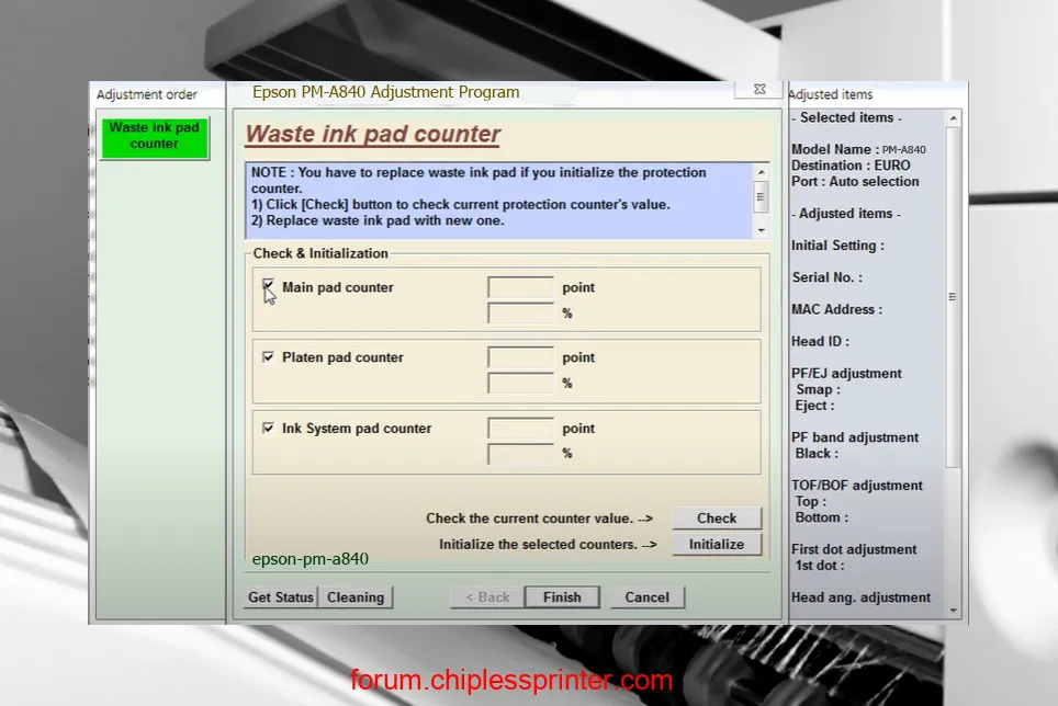 reset máy in PM-A840