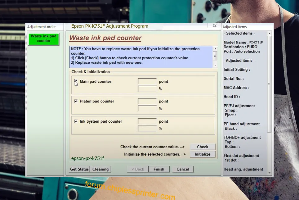 reset máy in PX-K751F