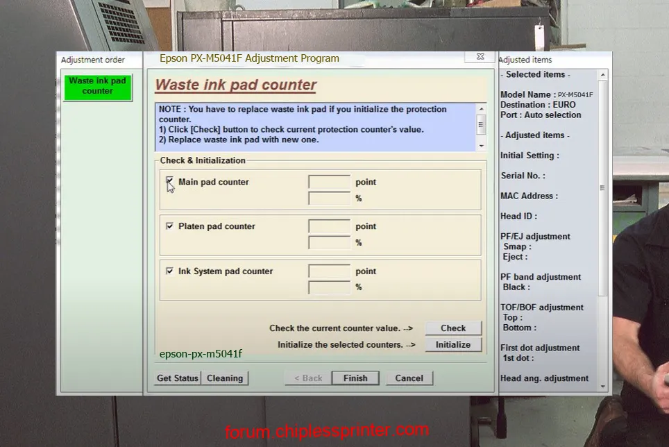 reset máy in PX-M5041F