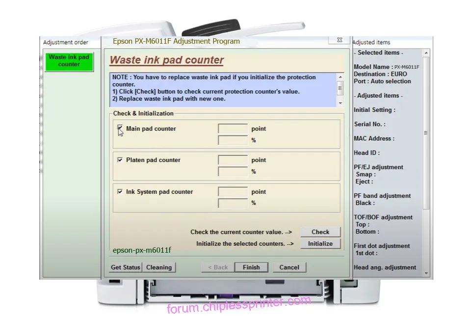 reset máy in PX-M6011F