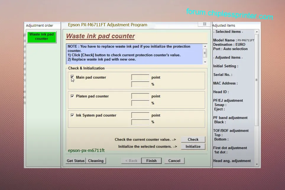 reset máy in PX-M6711FT