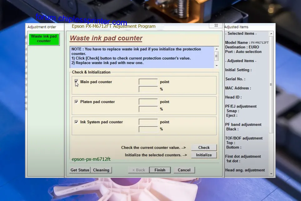 reset máy in PX-M6712FT