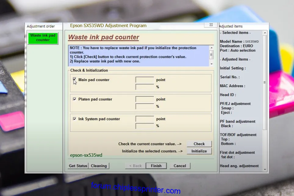 reset máy in SX535WD