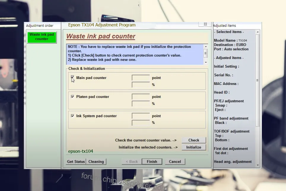 reset máy in TX104