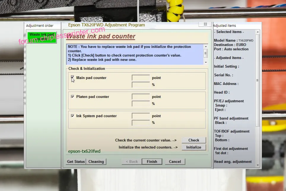 reset máy in TX620FWD