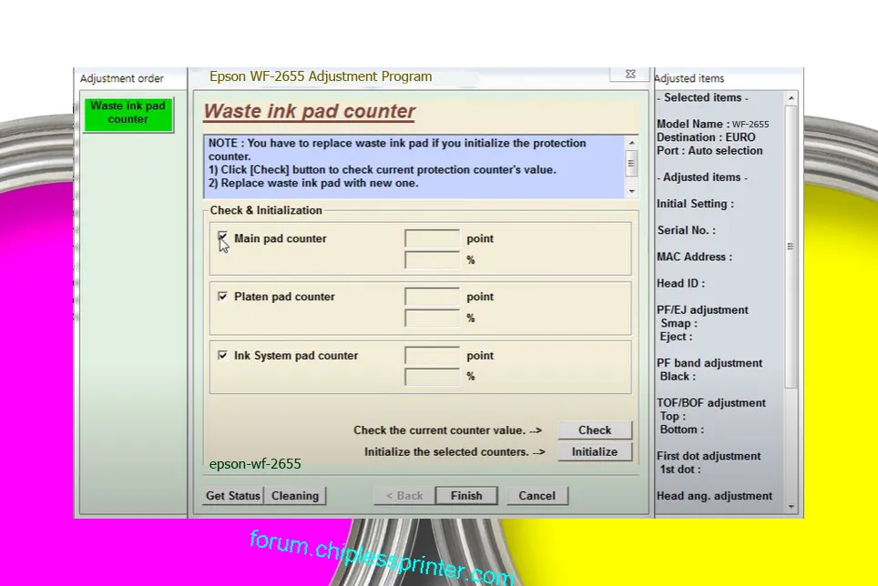 reset máy in WF-2655