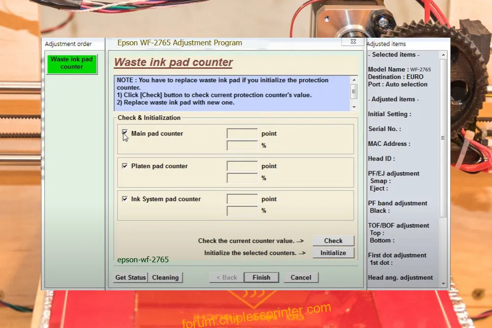 reset máy in WF-2765