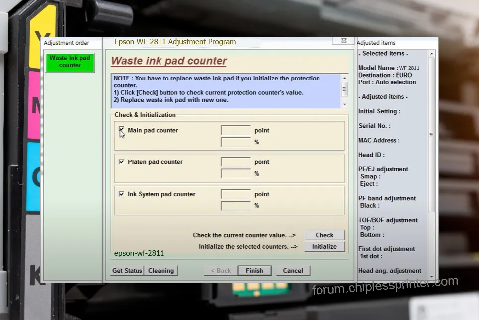 reset máy in WF-2811