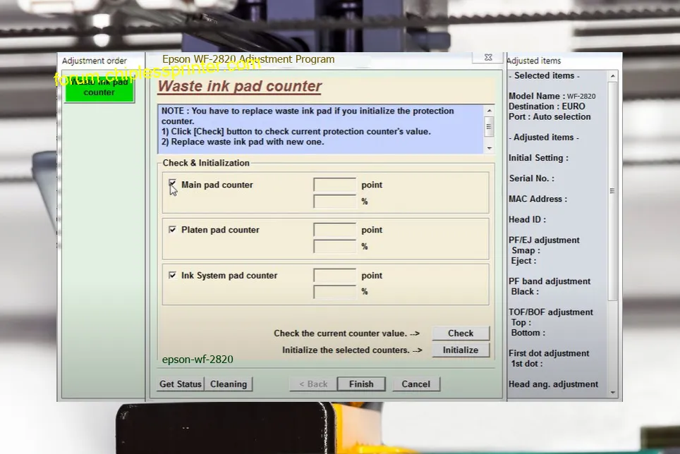 reset máy in WF-2820