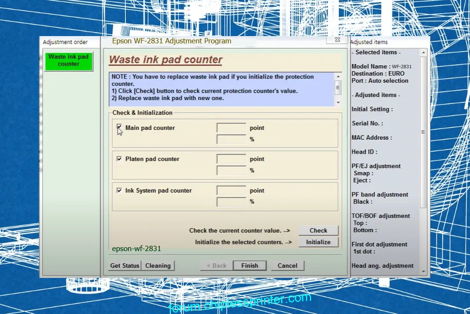 reset máy in WF-2831