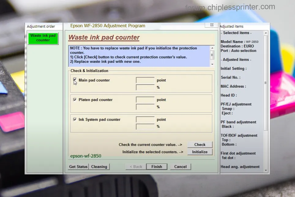 reset máy in WF-2850