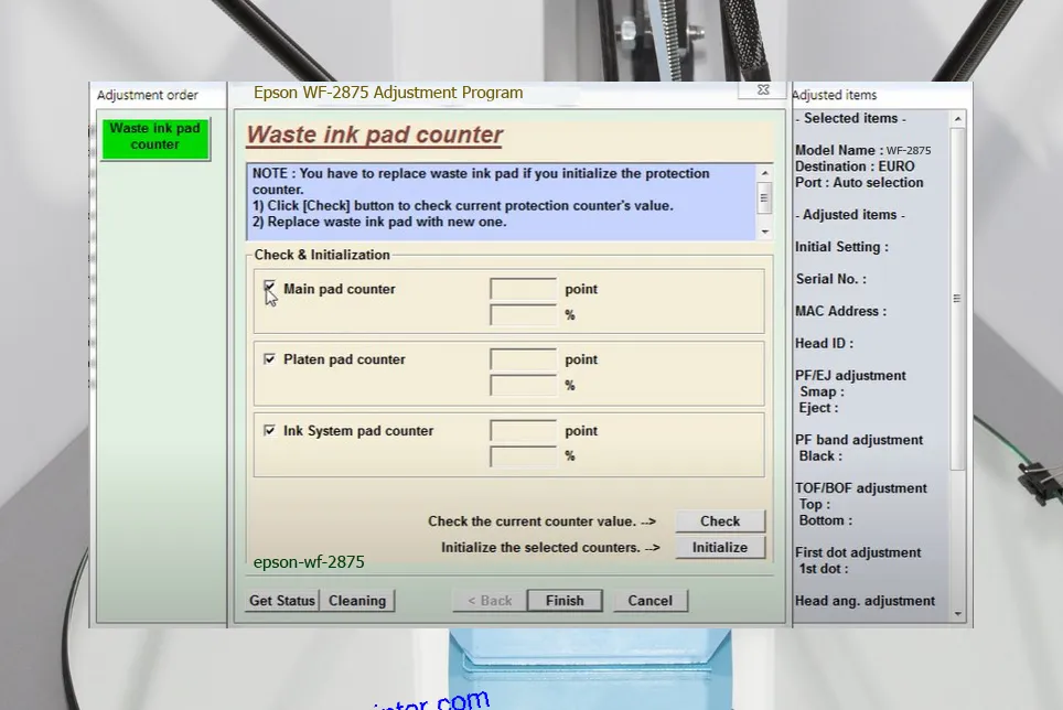 reset máy in WF-2875