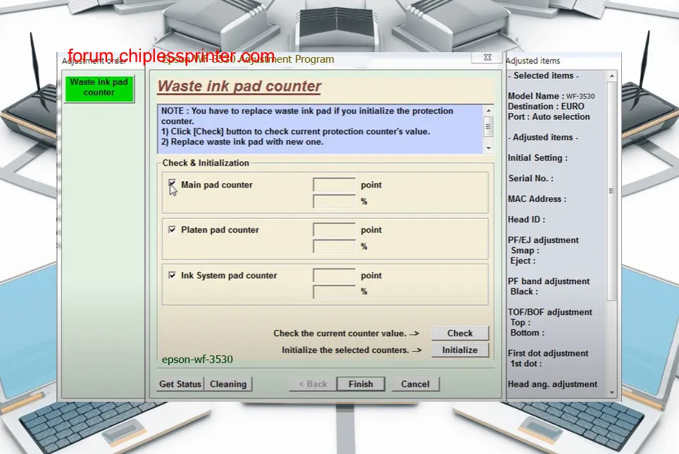 reset máy in WF-3530