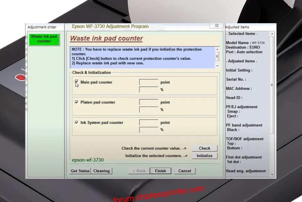 reset máy in WF-3730