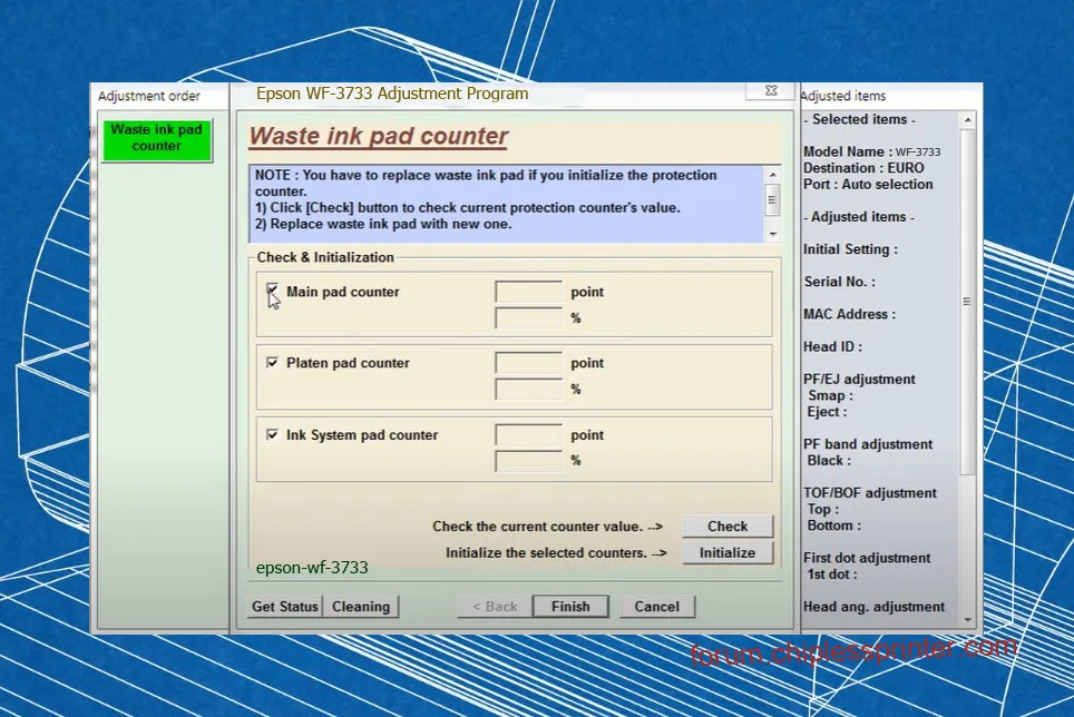 reset máy in WF-3733