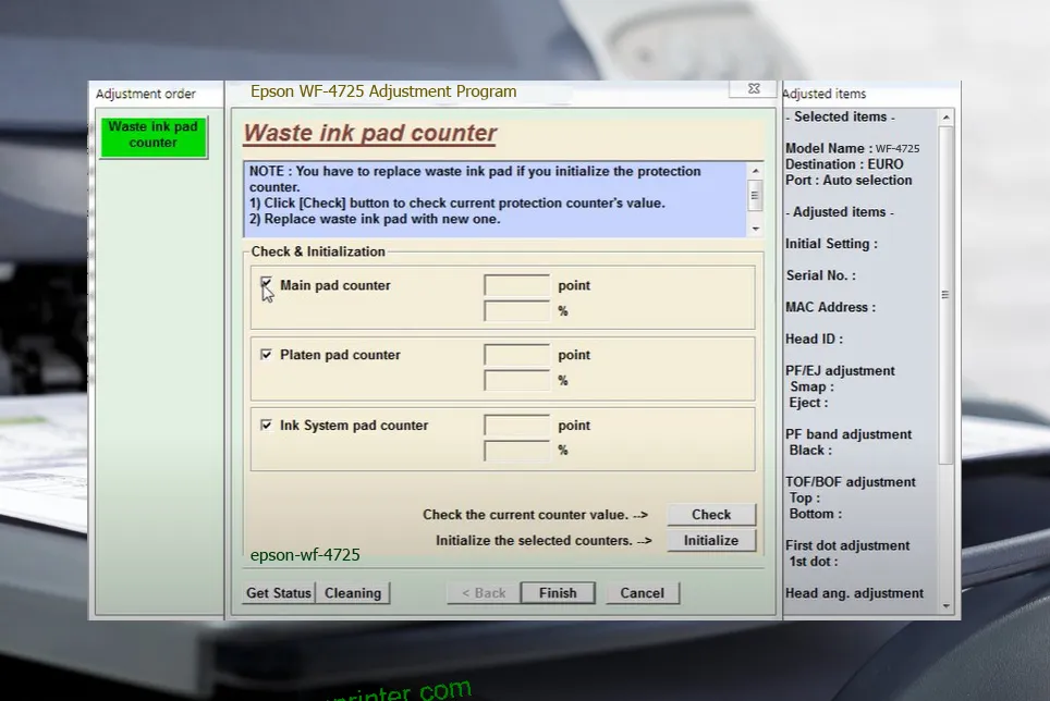 reset máy in WF-4725