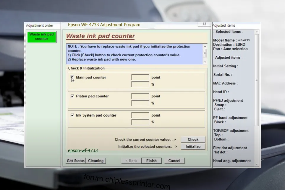 reset máy in WF-4733