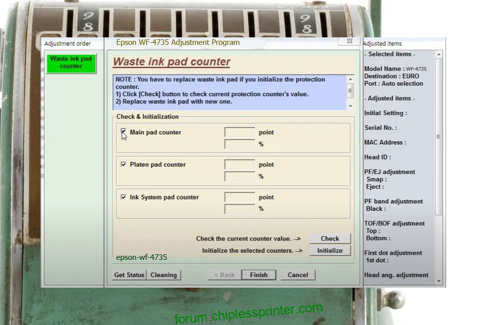 reset máy in WF-4735