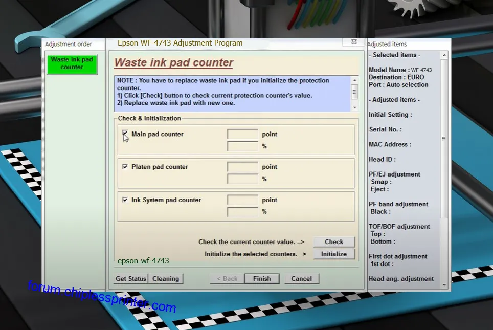 reset máy in WF-4743