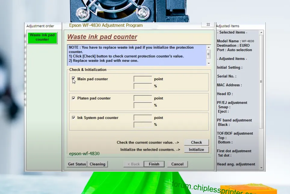 reset máy in WF-4830