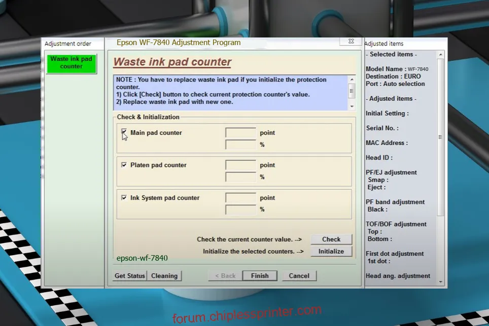 reset máy in WF-7840