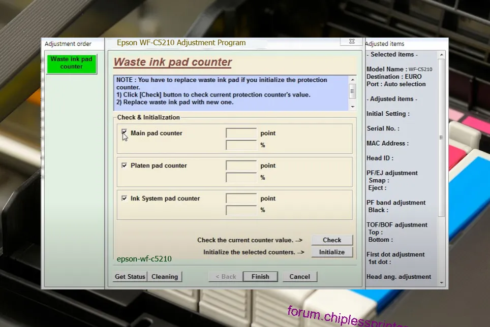 reset máy in WF-C5210