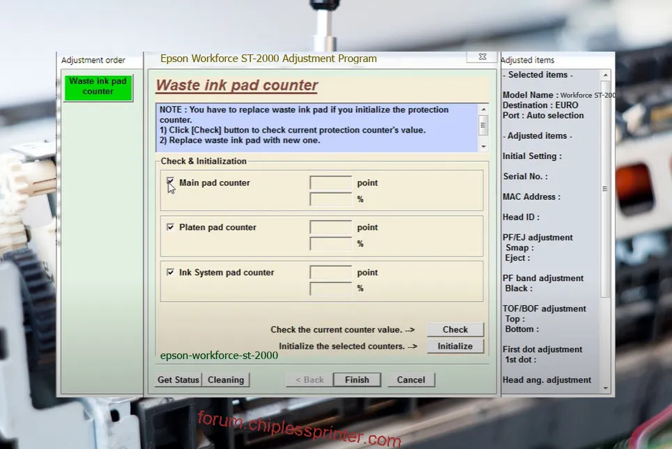 reset máy in Workforce ST-2000