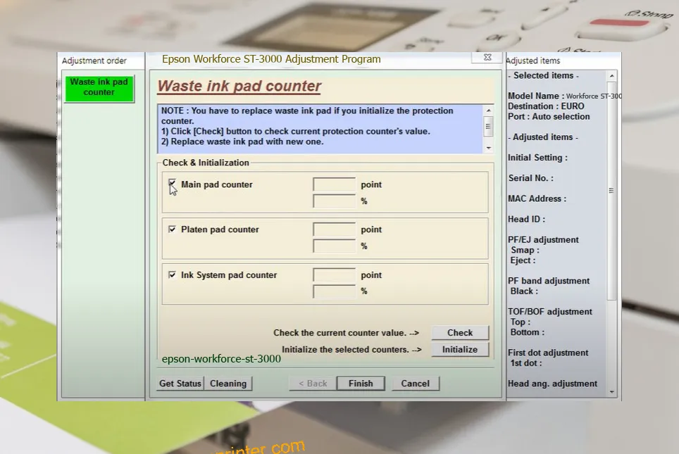 reset máy in Workforce ST-3000