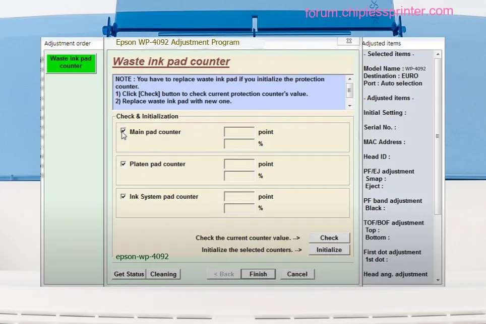 reset máy in WP-4092