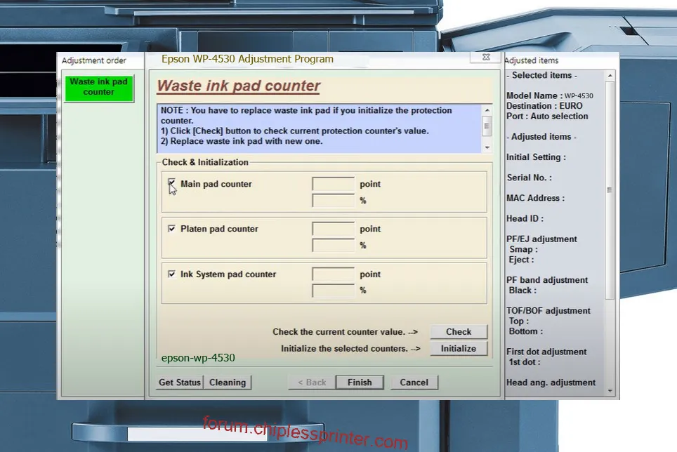 reset máy in WP-4530