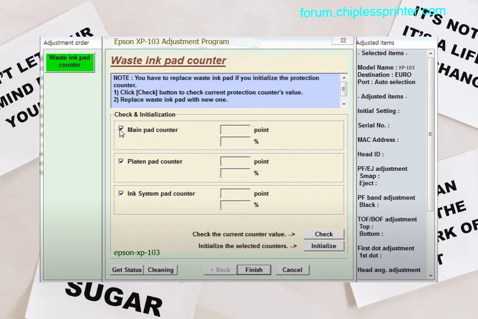 reset máy in XP-103