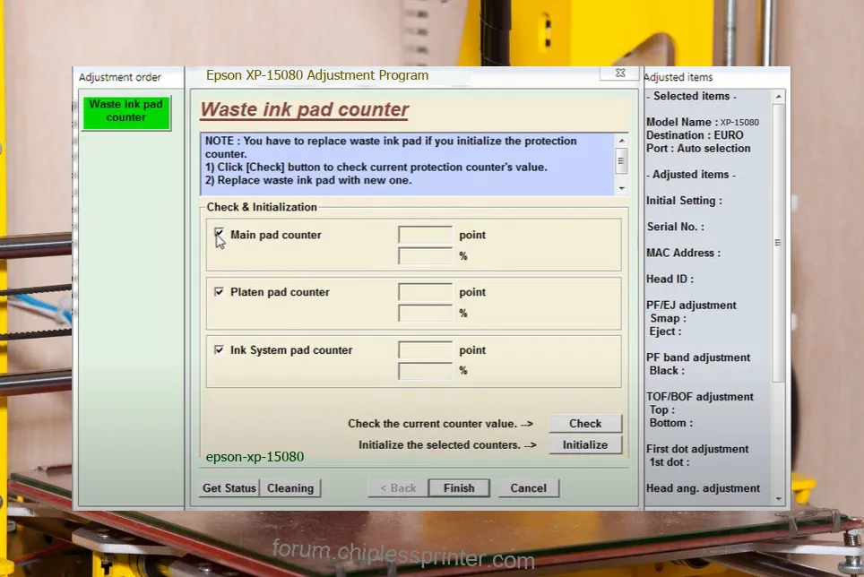 reset máy in XP-15080