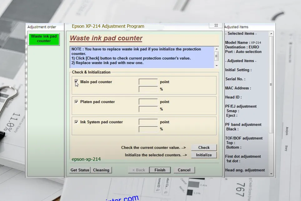 reset máy in XP-214