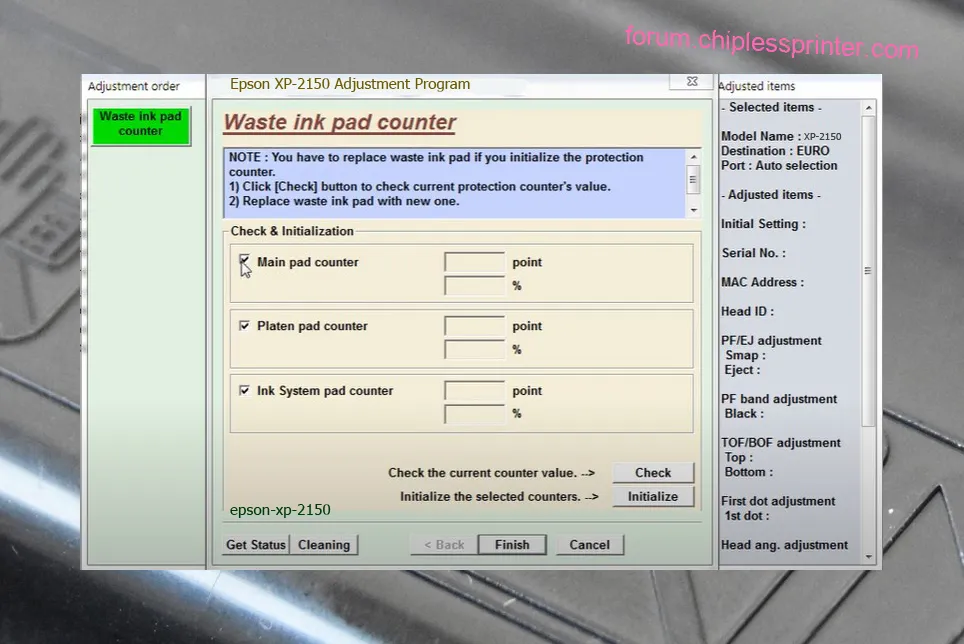 reset máy in XP-2150