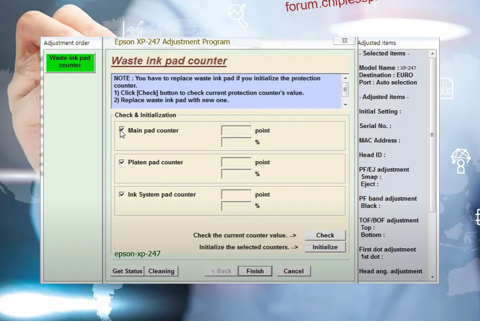 reset máy in XP-247