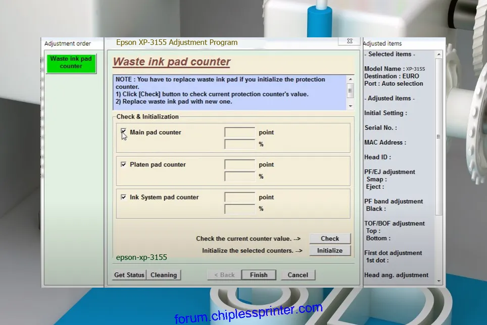 reset máy in XP-3155