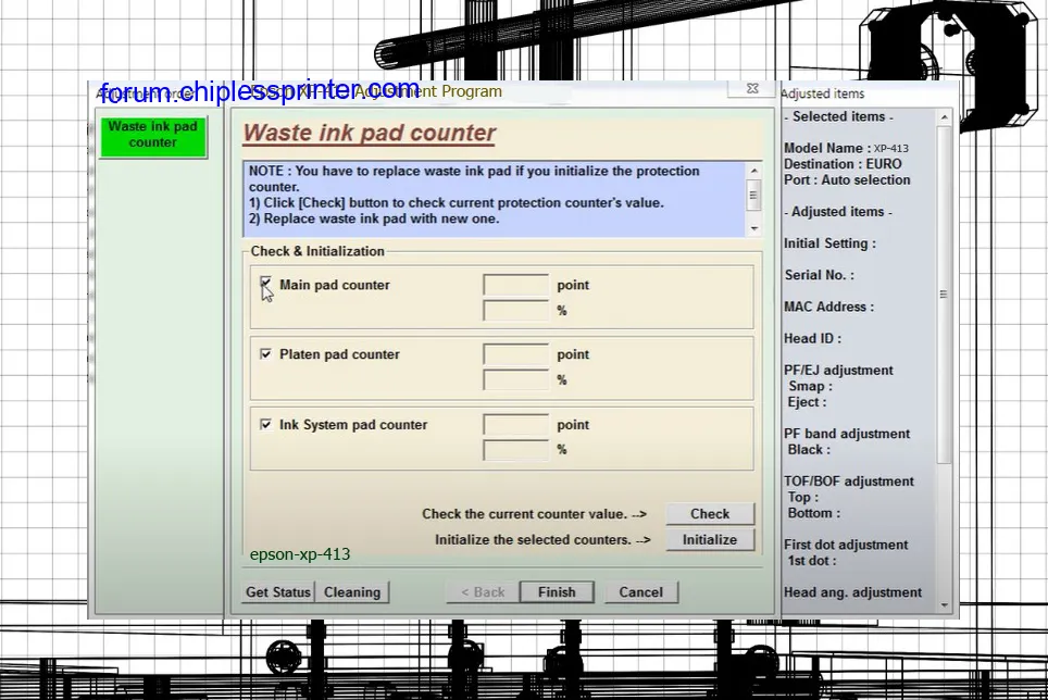 reset máy in XP-413