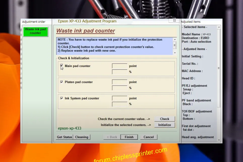 reset máy in XP-433