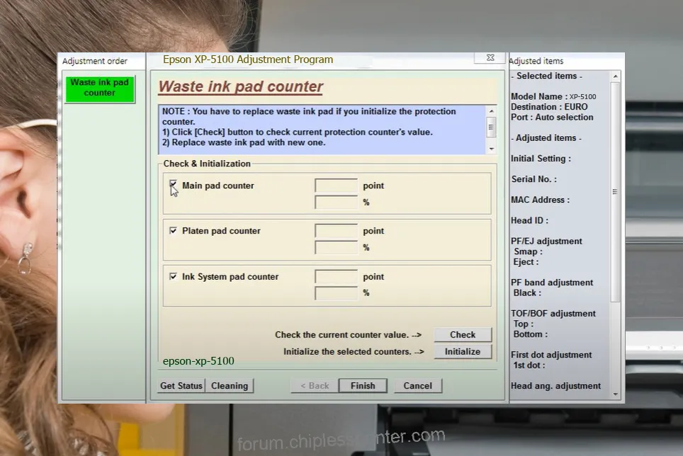 reset máy in XP-5100