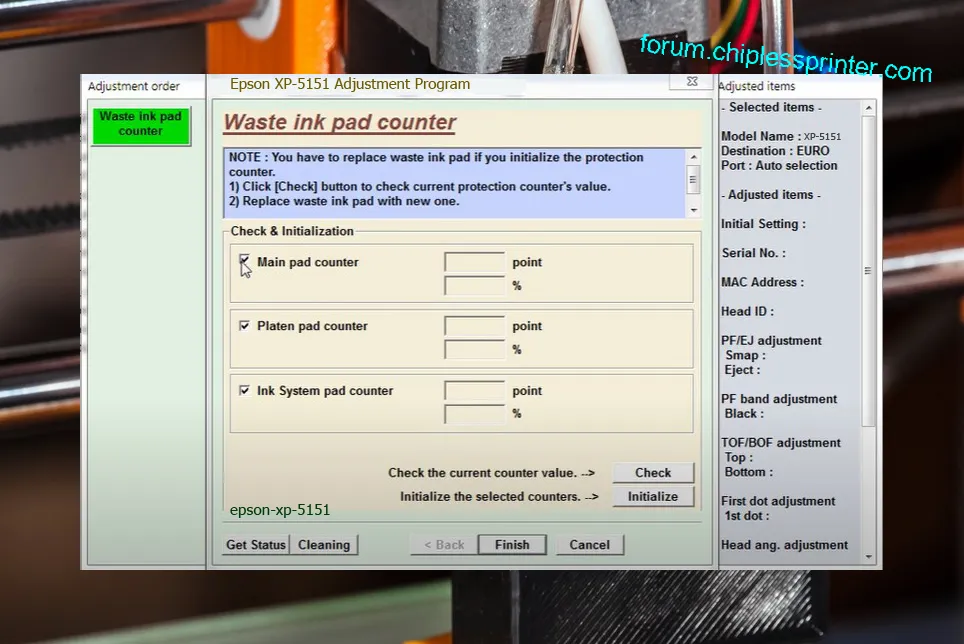 reset máy in XP-5151