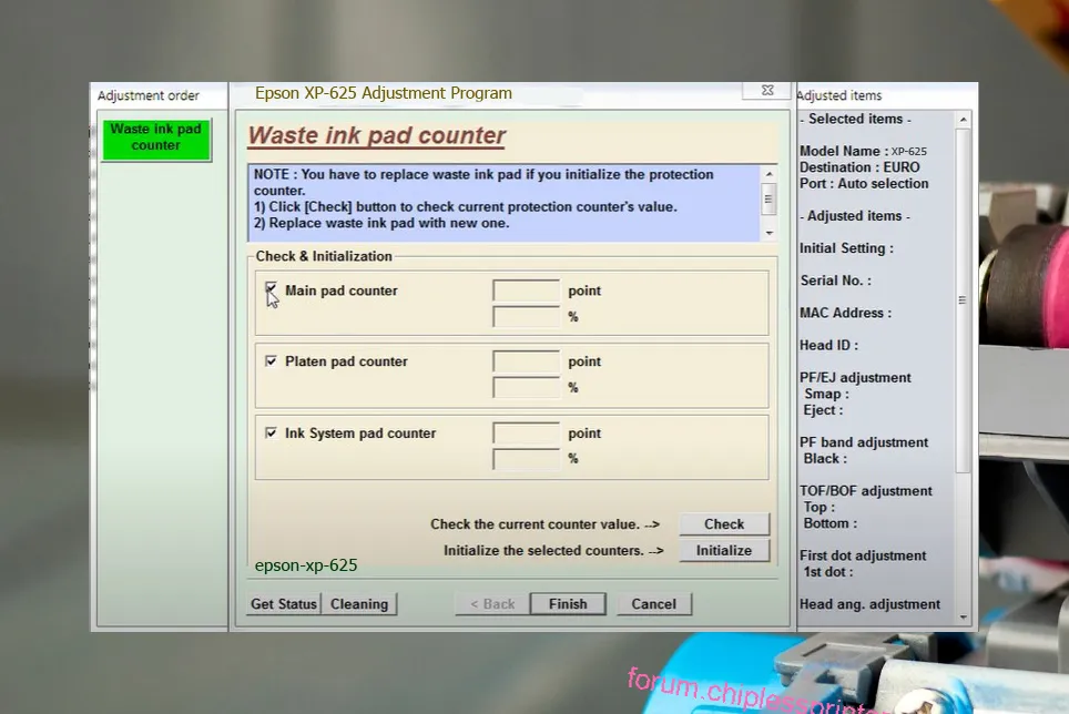 reset máy in XP-625