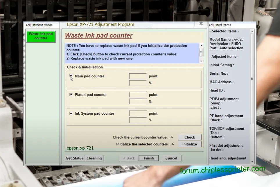 reset máy in XP-721